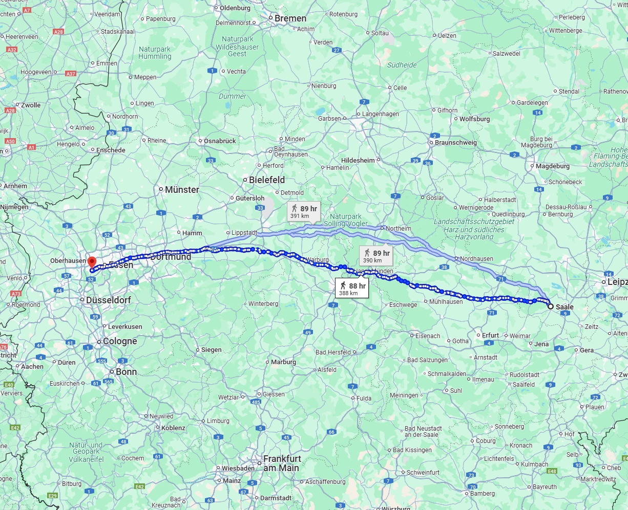 Anreise von Saale Zu Mülheim an der Ruhr Über 