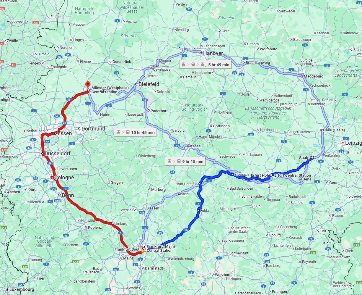 Anreise von Saale Zu Münster Über 