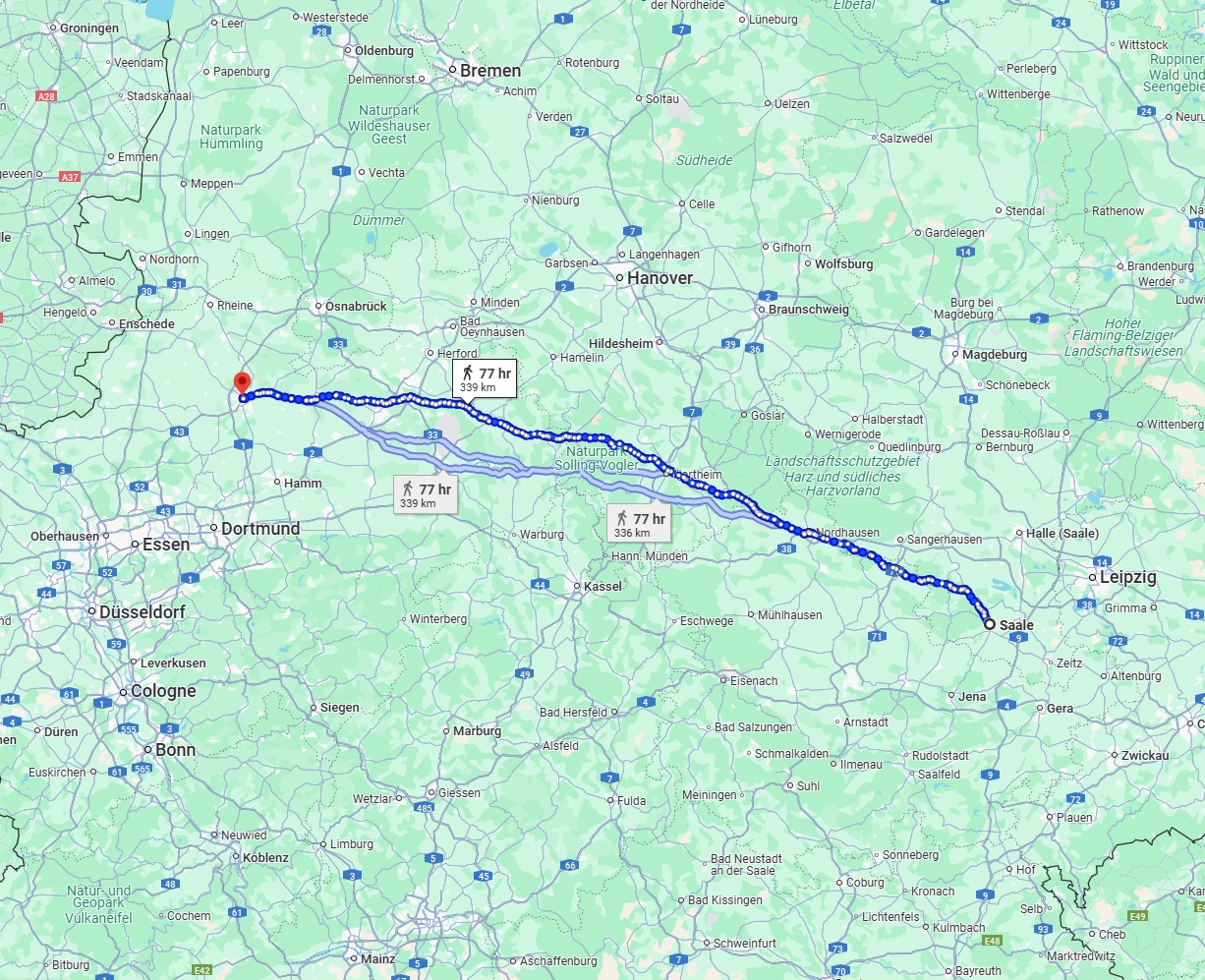Anreise von Saale Zu Münster Über 