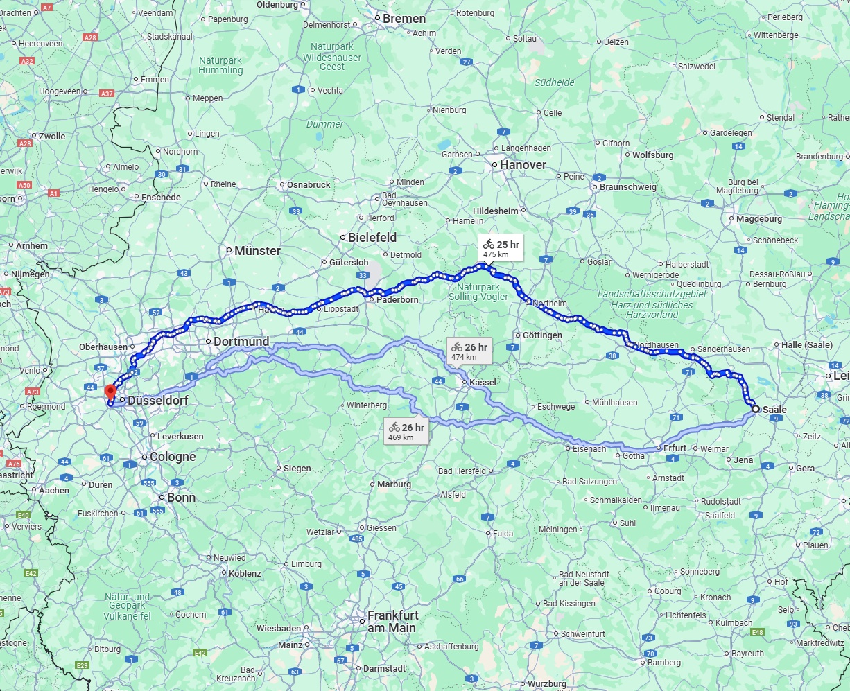 Anreise von Saale Zu Neuss Über 