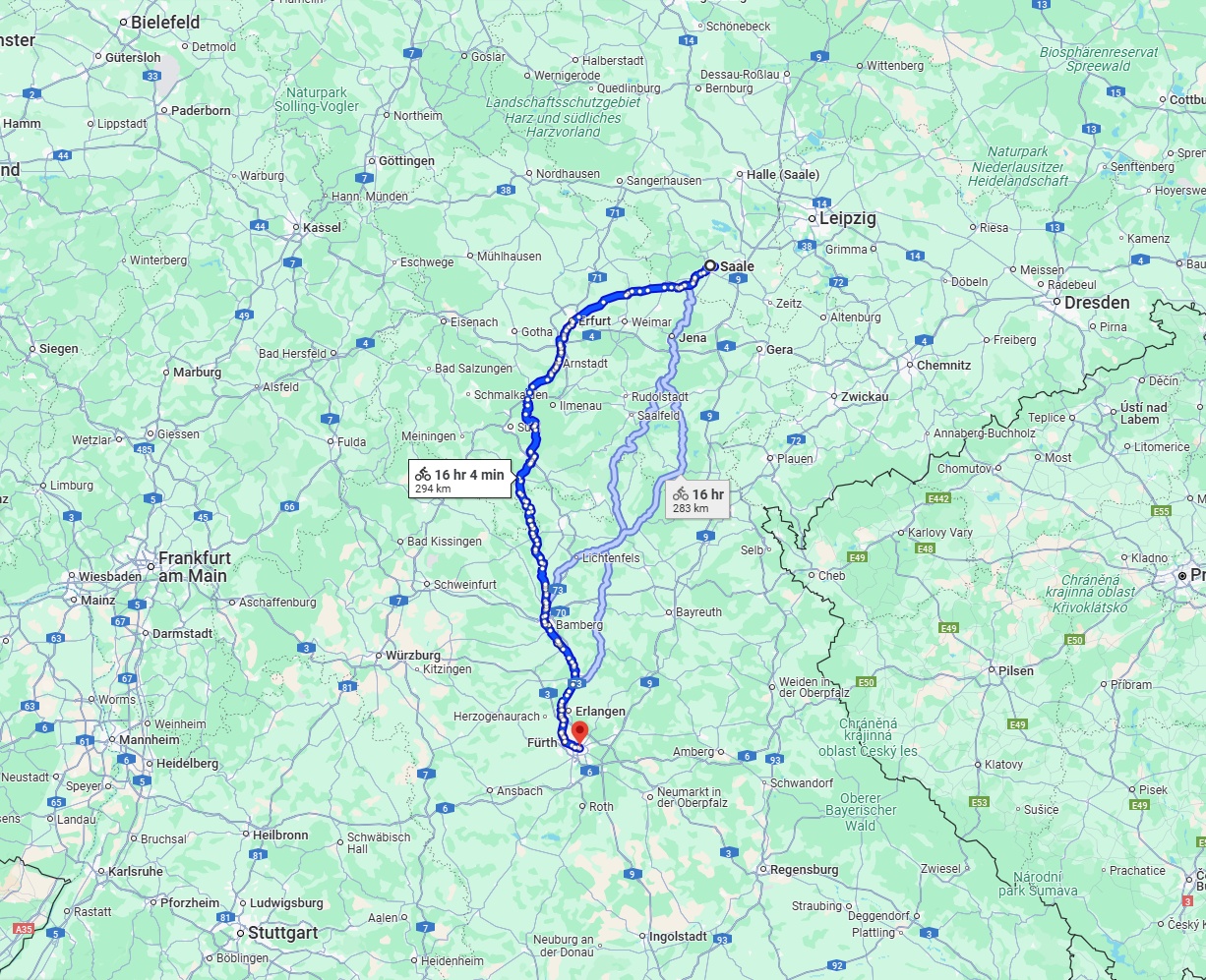 Anreise von Saale Zu Nürnberg Über 