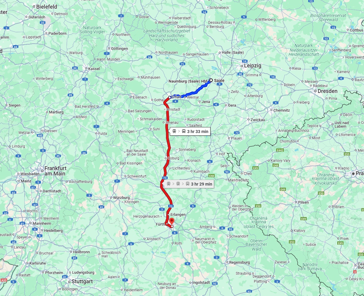 Anreise von Saale Zu Nürnberg Über 