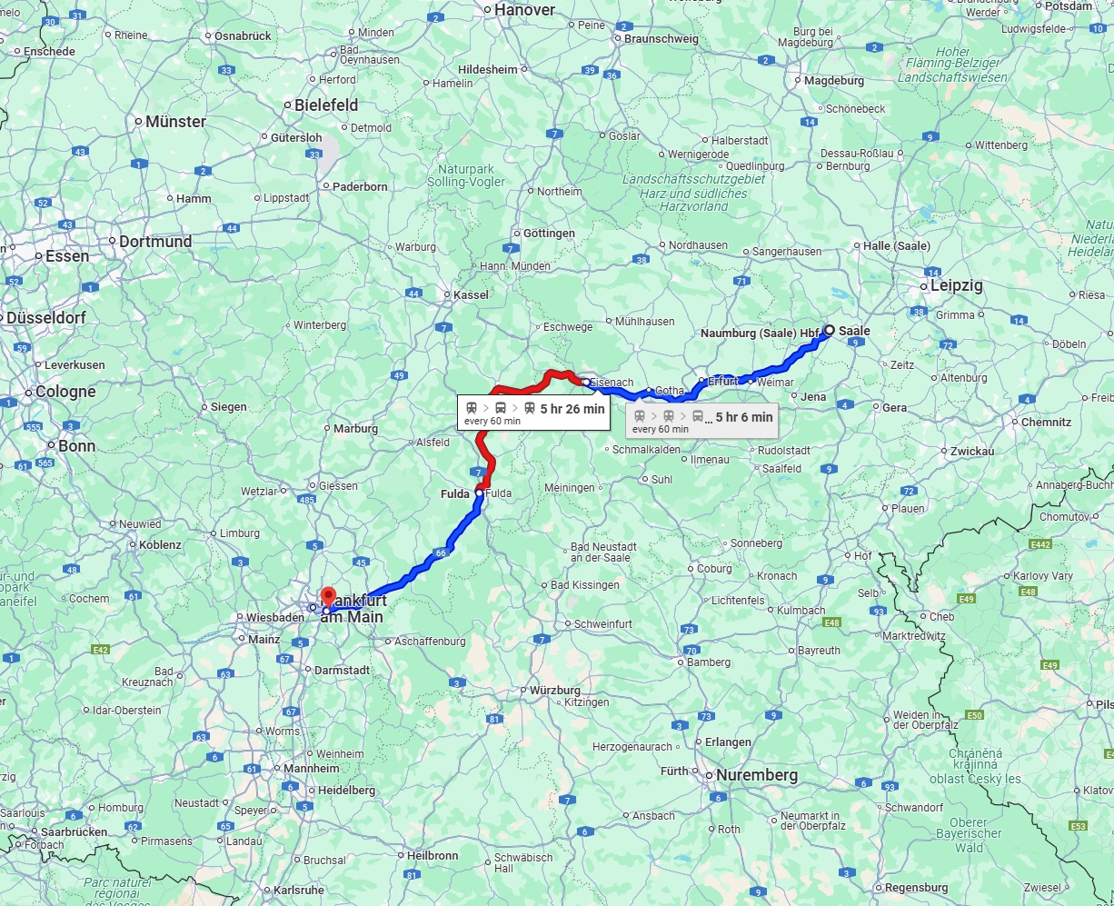Anreise von Saale Zu Offenbach am Main Über 