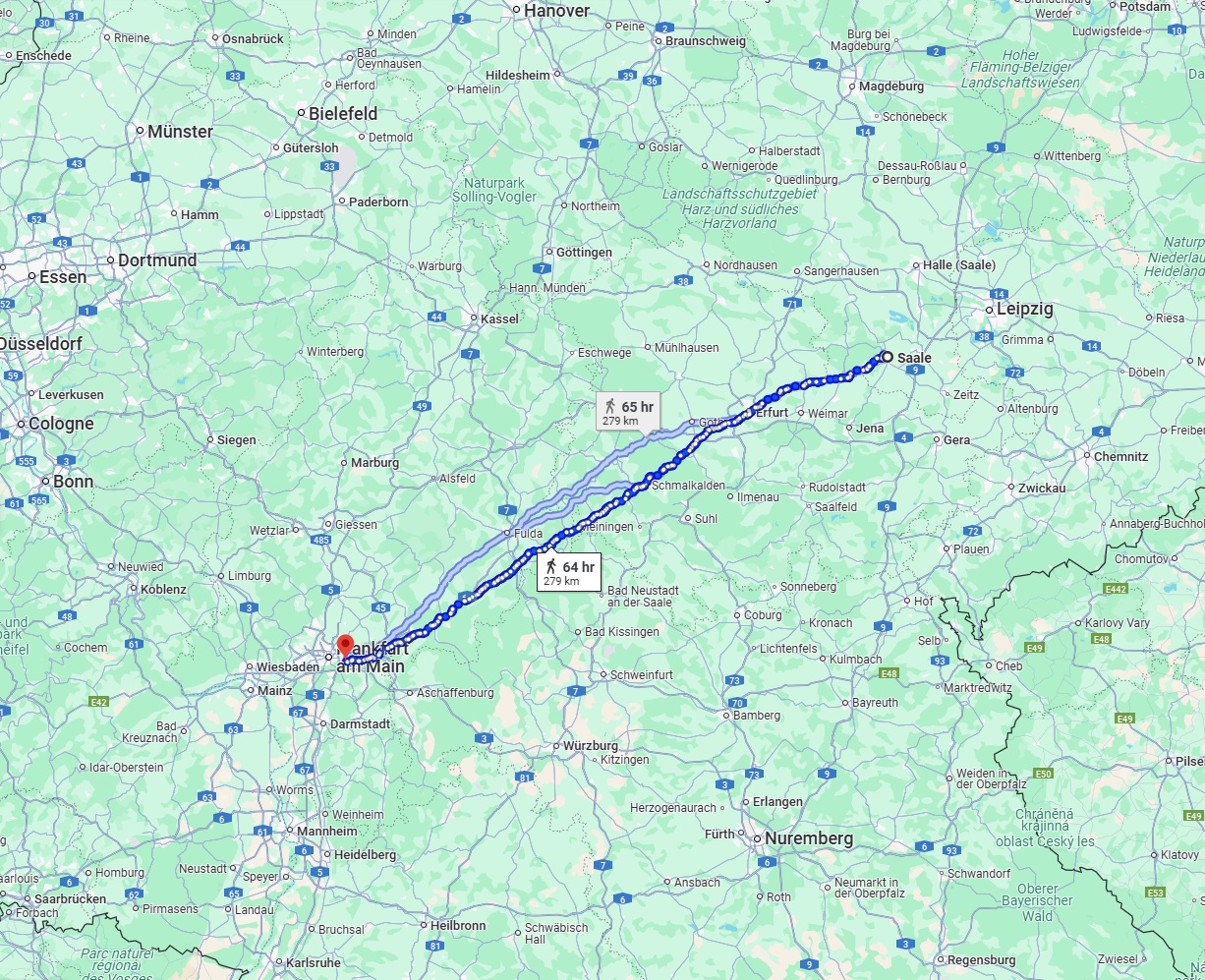 Anreise von Saale Zu Offenbach am Main Über 