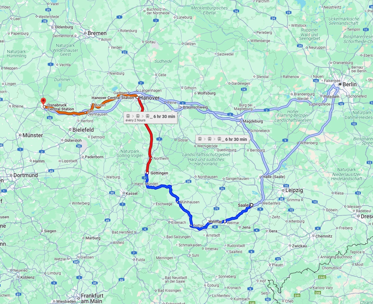 Anreise von Saale Zu Osnabrück Über 