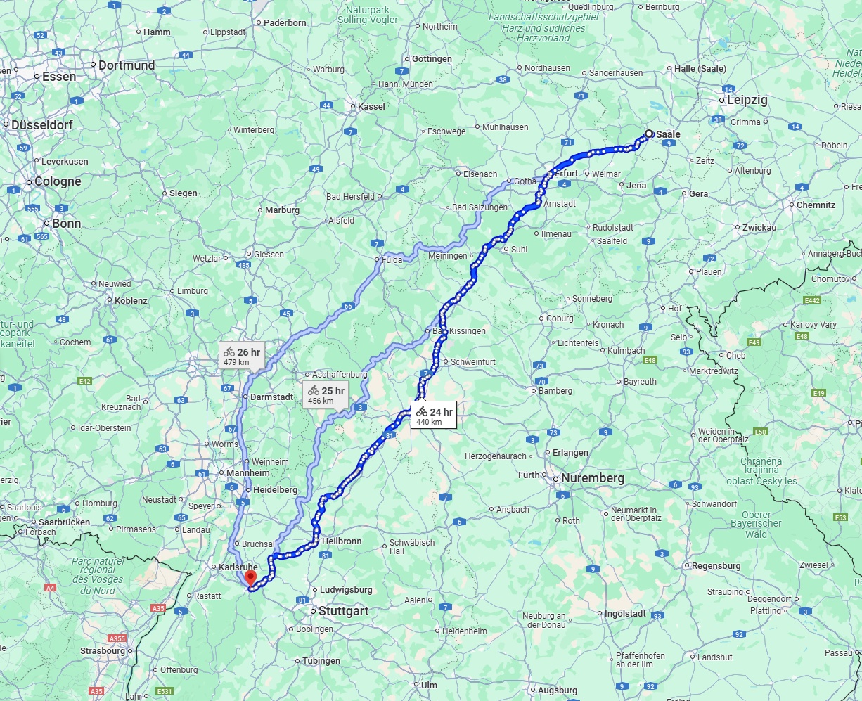 Anreise von Saale Zu Pforzheim Über 