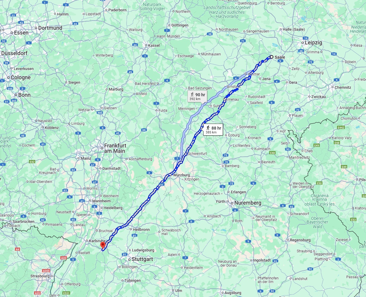 Anreise von Saale Zu Pforzheim Über 