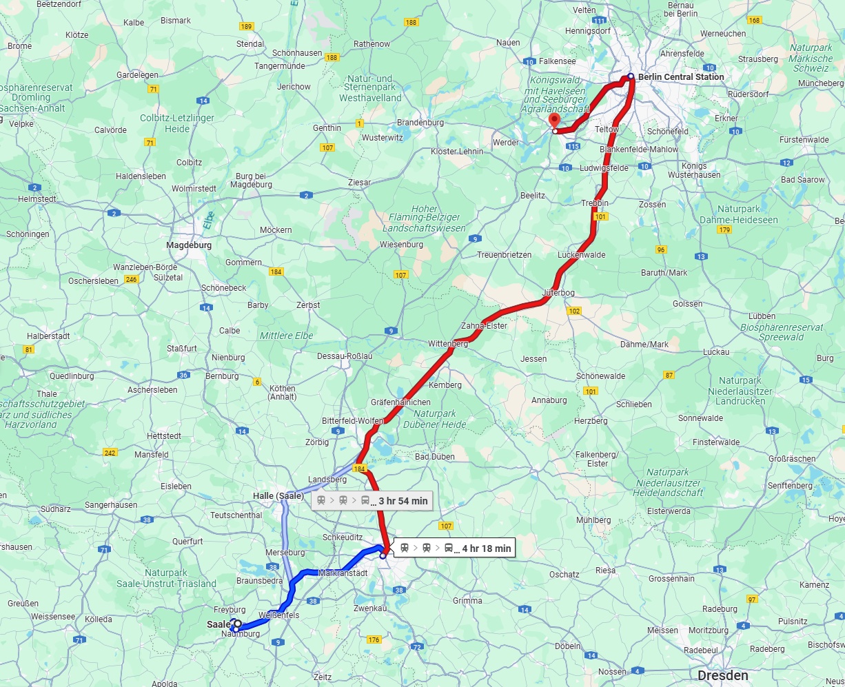 Anreise von Saale Zu Potsdam Über 