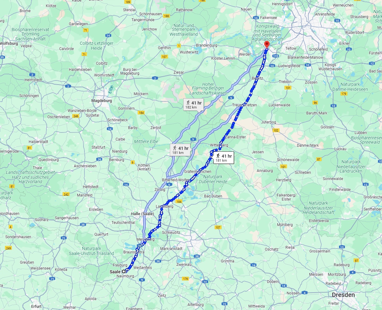 Anreise von Saale Zu Potsdam Über 
