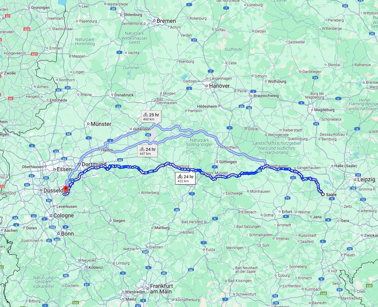 Anreise von Saale Zu Remscheid Über 