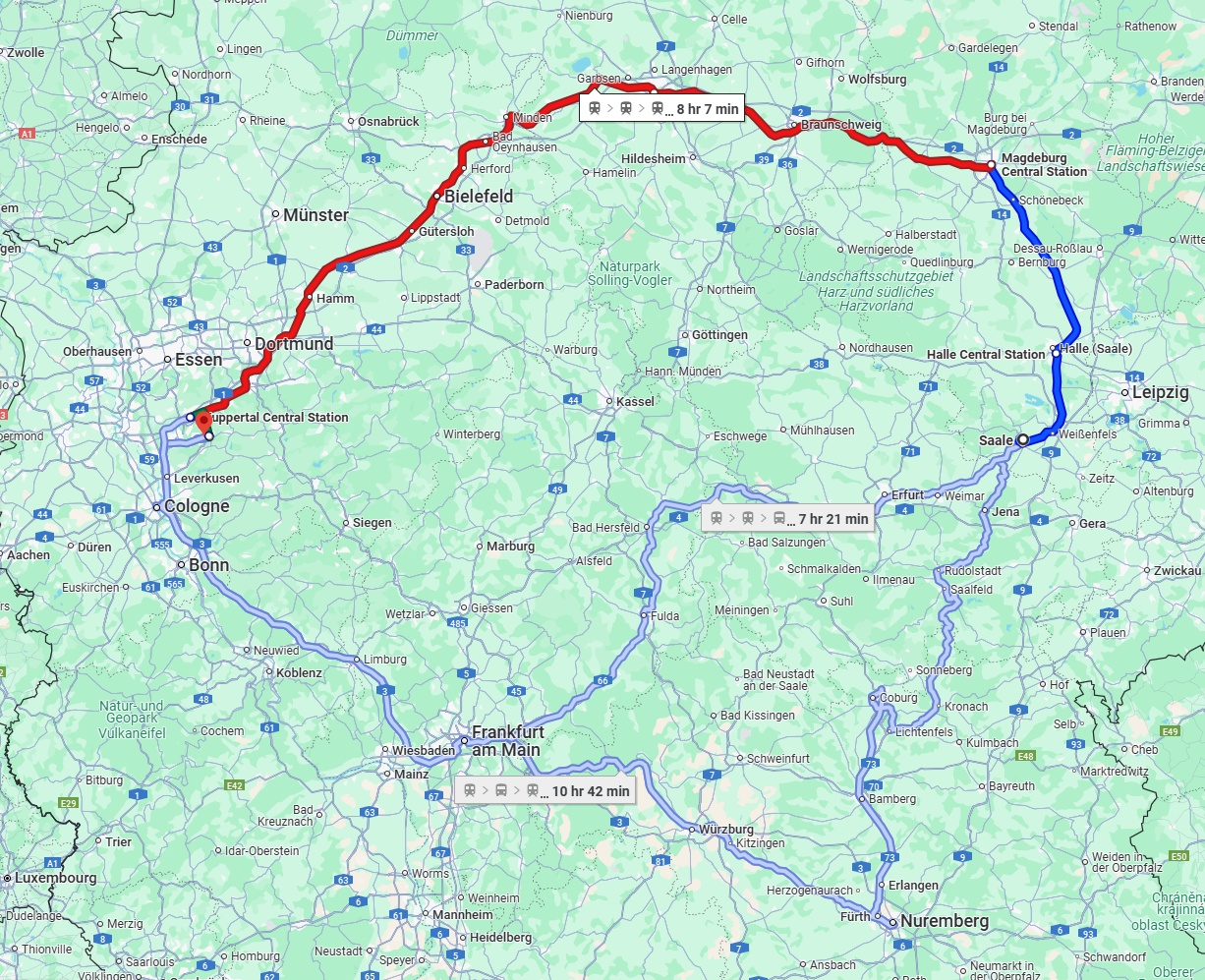 Anreise von Saale Zu Remscheid Über 