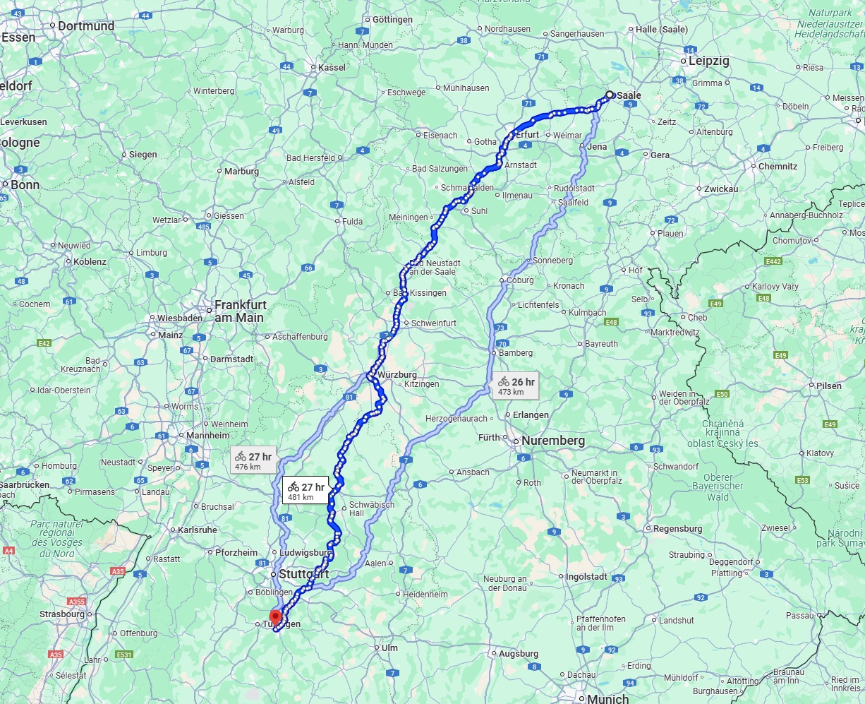 Anreise von Saale Zu Reutlingen Über 