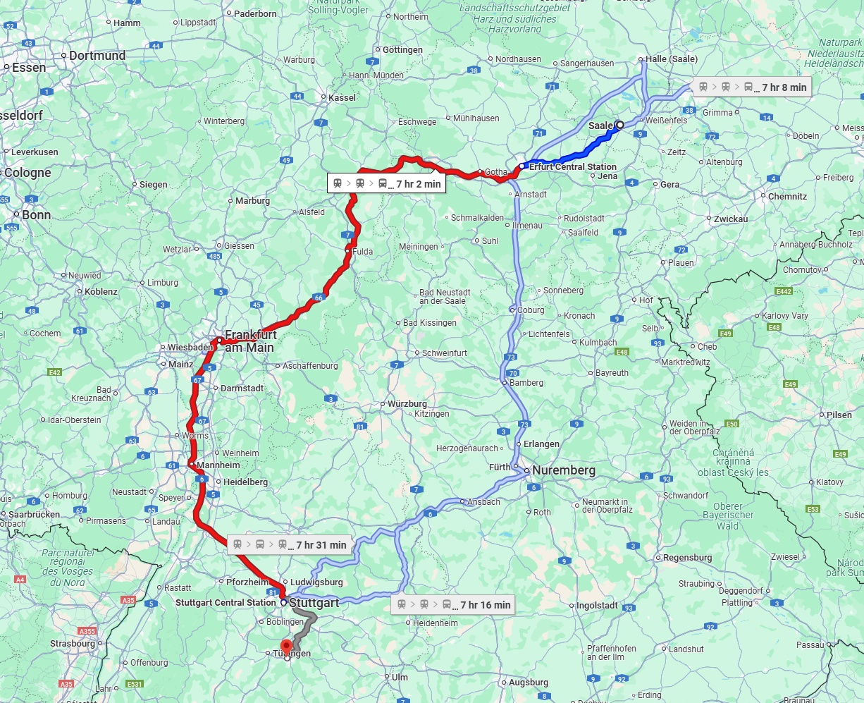 Anreise von Saale Zu Reutlingen Über 