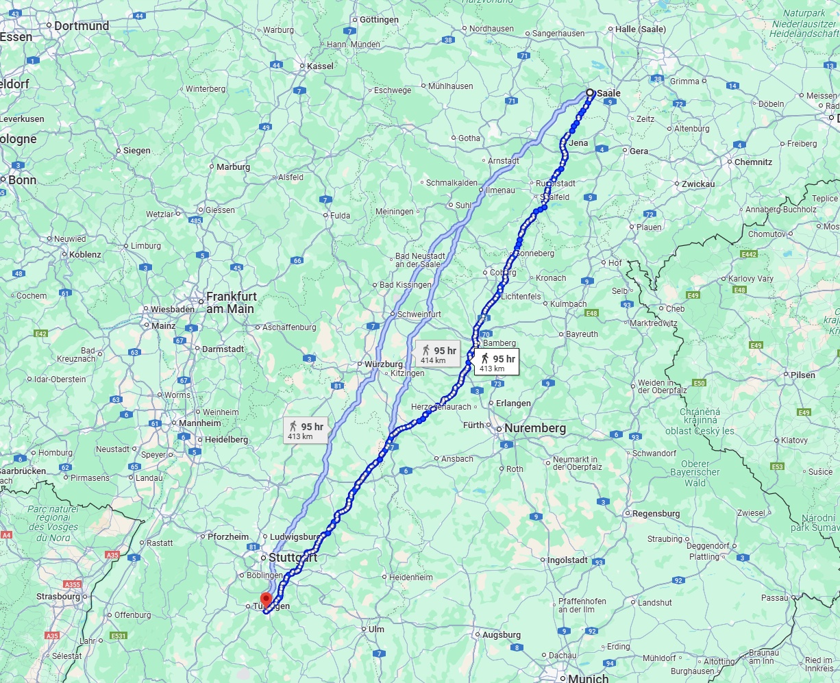 Anreise von Saale Zu Reutlingen Über 