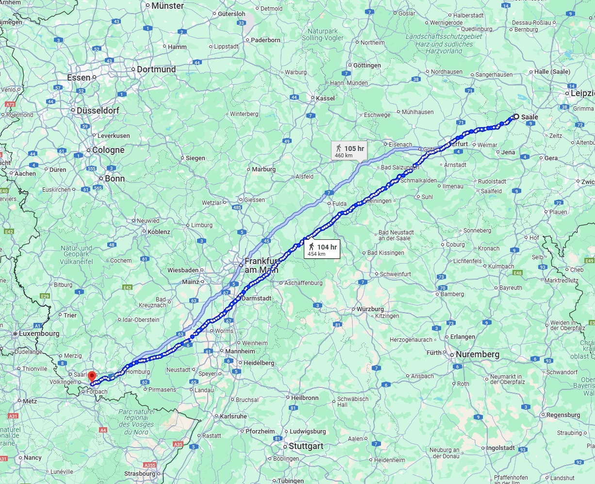 Anreise von Saale Zu Saarbrücken Über 
