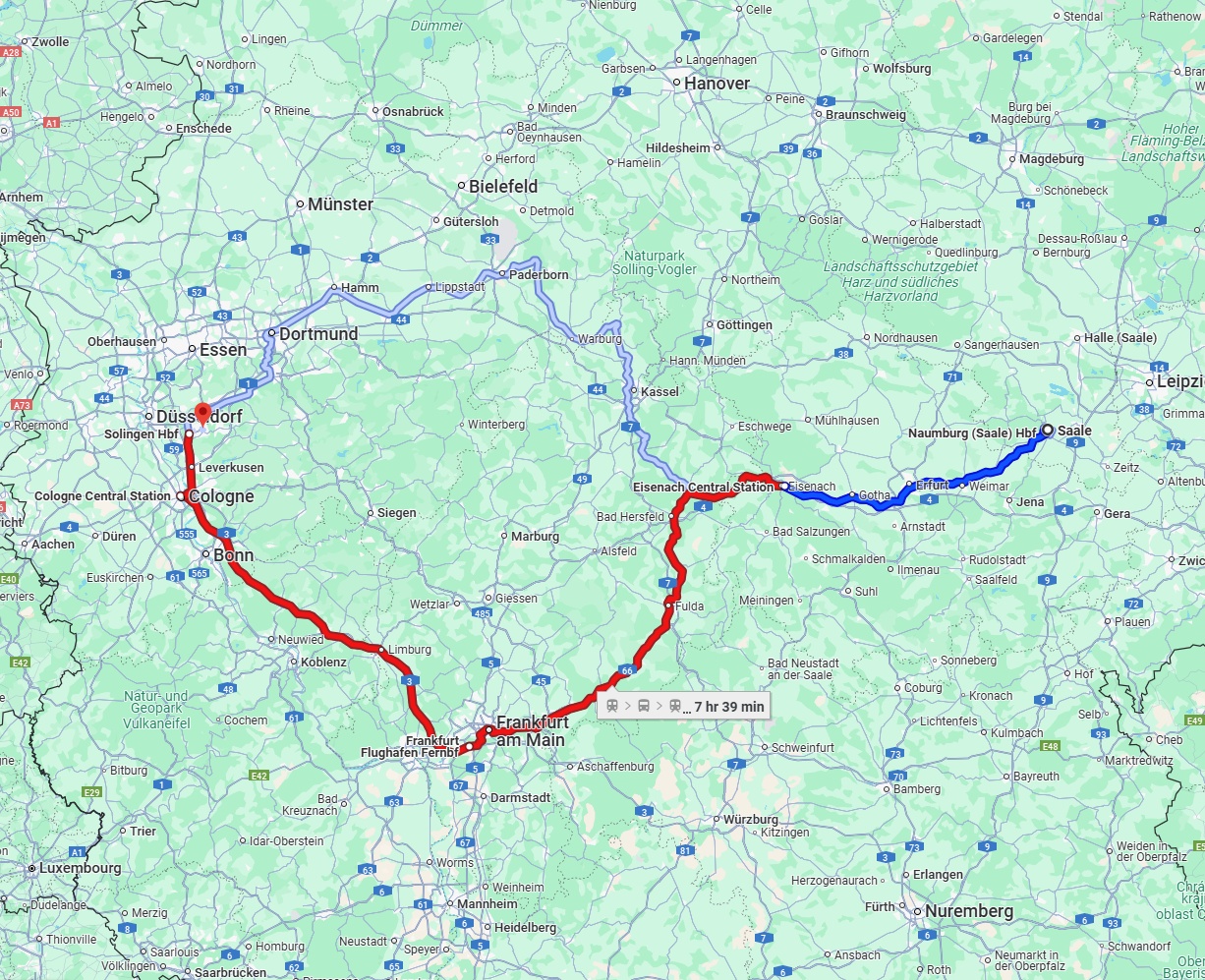 Anreise von Saale Zu Solingen Über 
