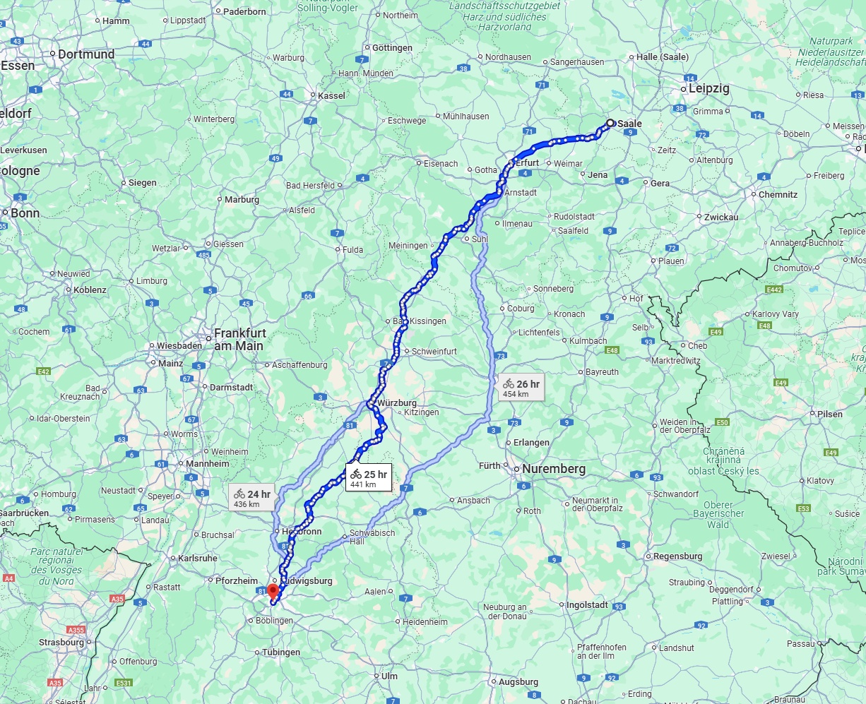 Anreise von Saale Zu Stuttgart Über 