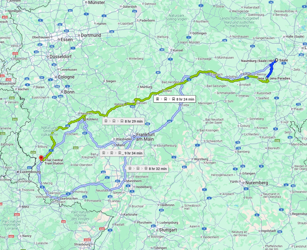 Anreise von Saale Zu Trier Über 