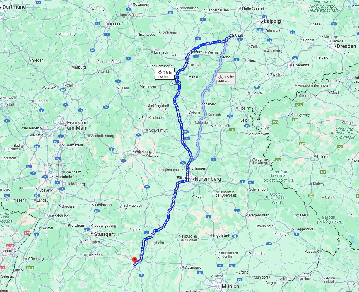 Anreise von Saale Zu Ulm Über 