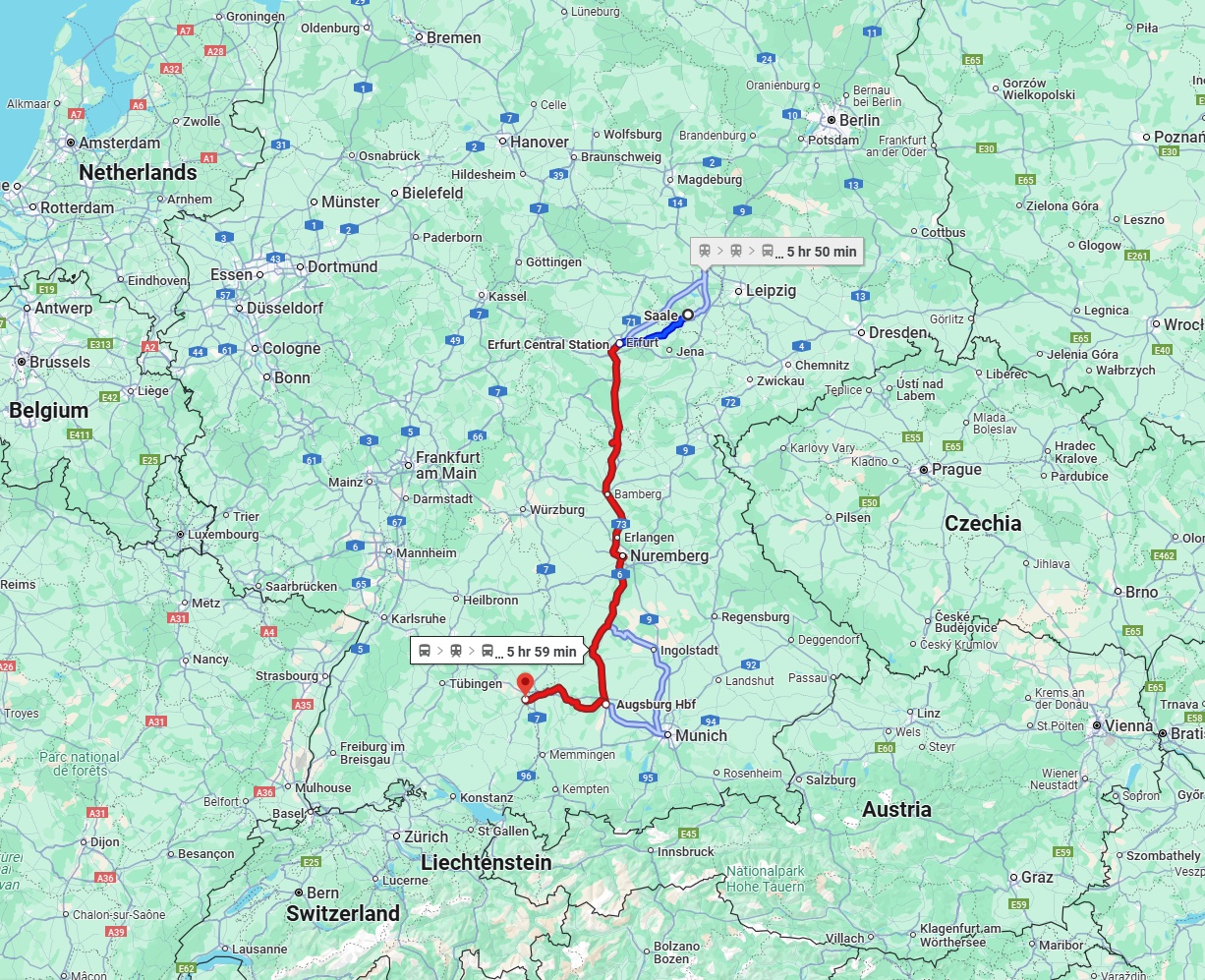 Anreise von Saale Zu Ulm Über 