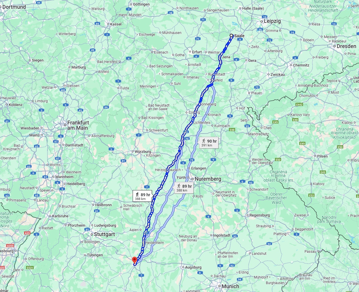 Anreise von Saale Zu Ulm Über 