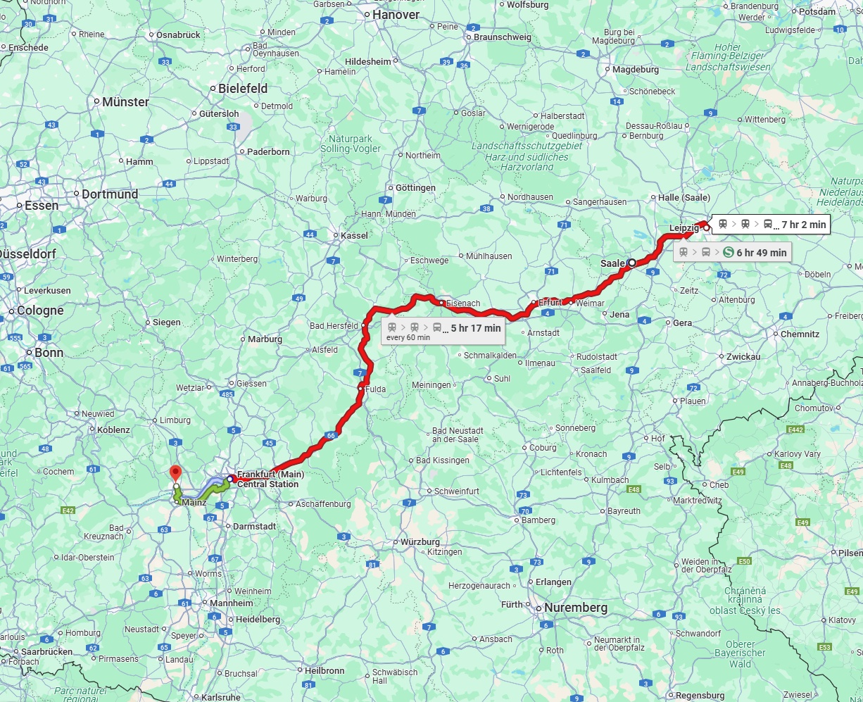 Anreise von Saale Zu Wiesbaden Über 