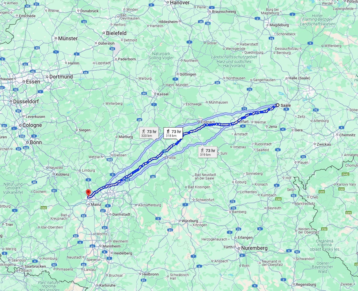 Anreise von Saale Zu Wiesbaden Über 