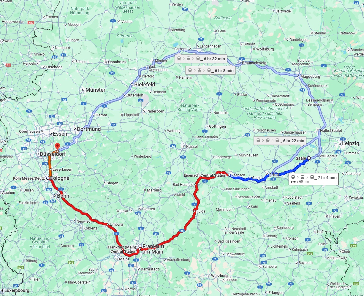 Anreise von Saale Zu Wuppertal Über 