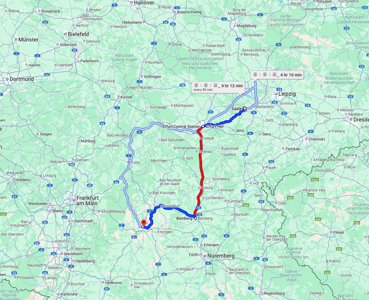 Anreise von Saale Zu Würzburg Über 