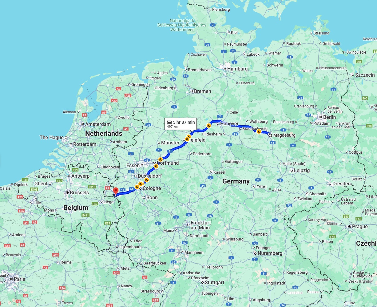Anreise von Magdeburg Zu Aachen Über via A2
