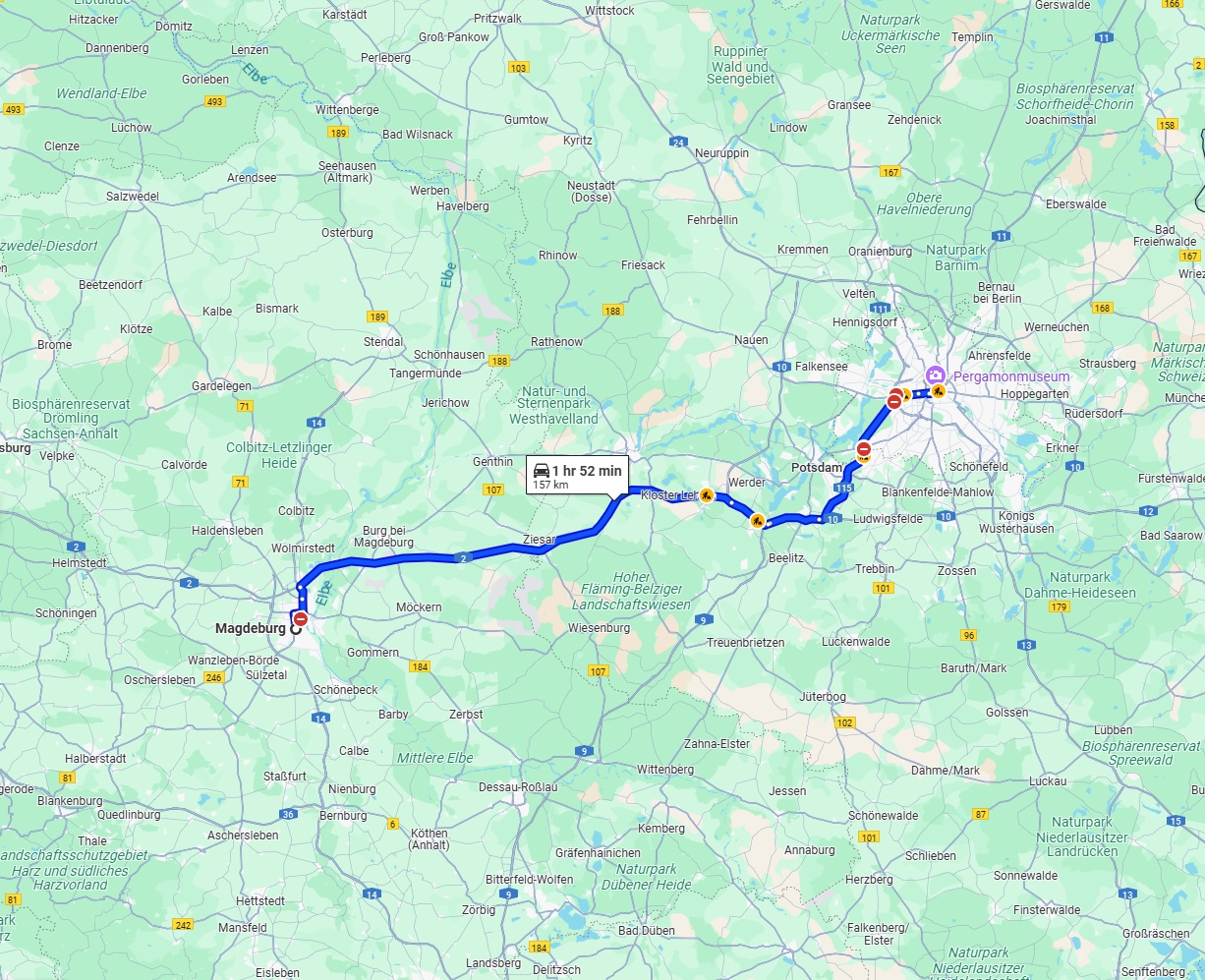 Anreise von Magdeburg Zu Berlin Über via A2