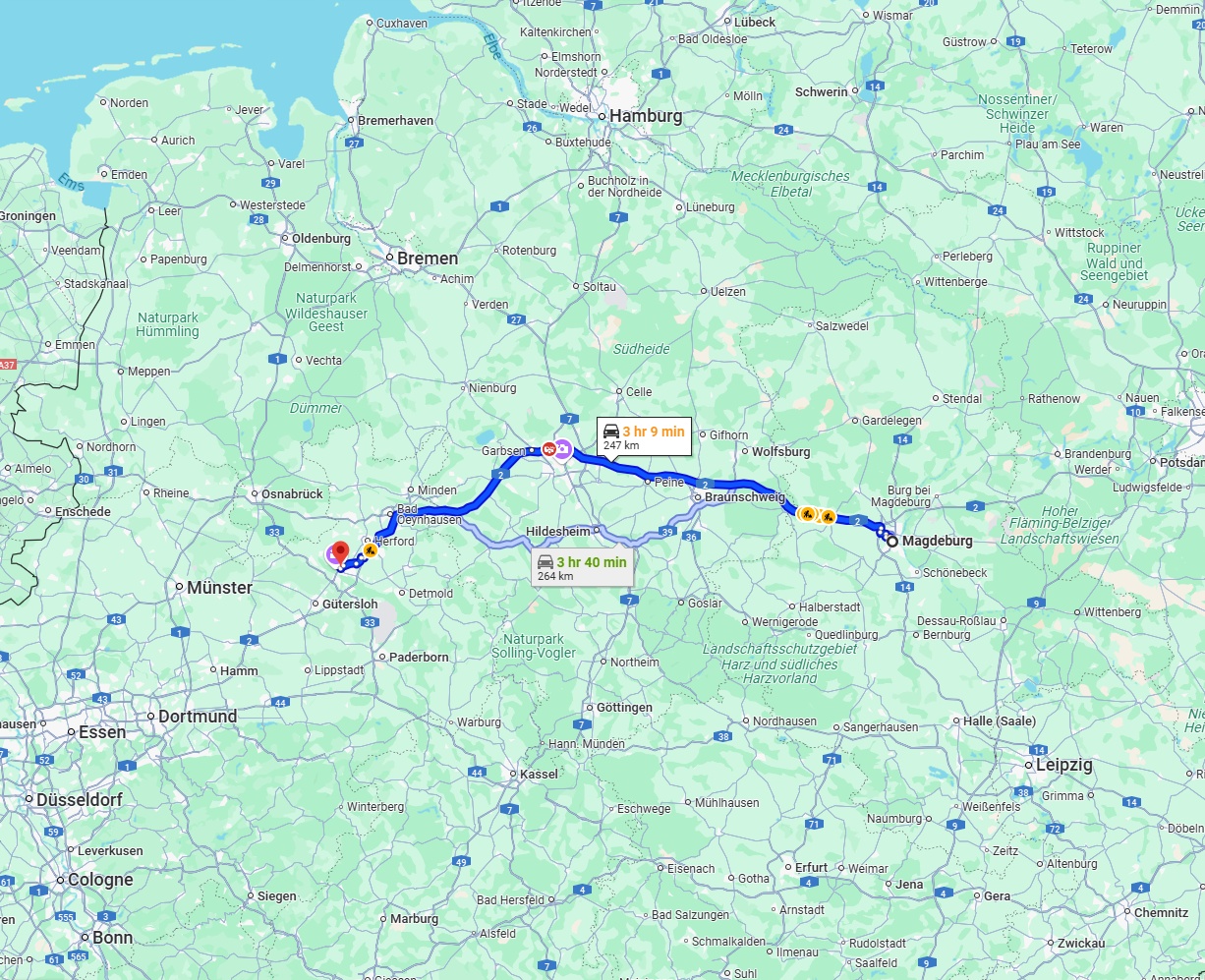 Anreise von Magdeburg Zu Bielefeld Über via A2