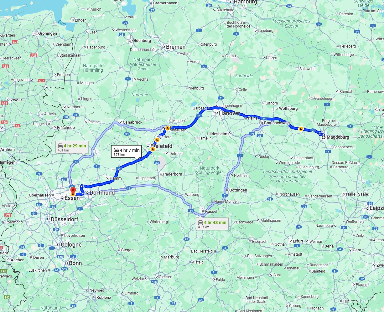 Anreise von Magdeburg Zu Bochum Über via A2