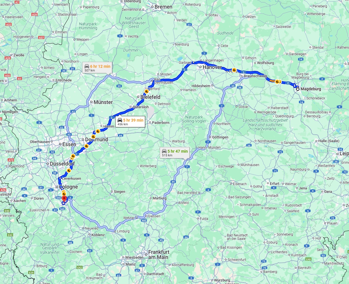 Anreise von Magdeburg Zu Bonn Über via A2