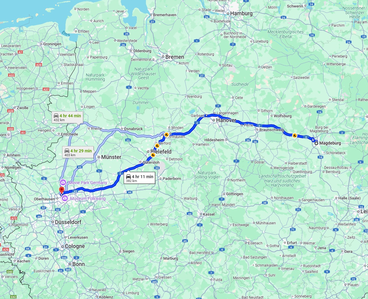 Anreise von Magdeburg Zu Bottrop Über via A2