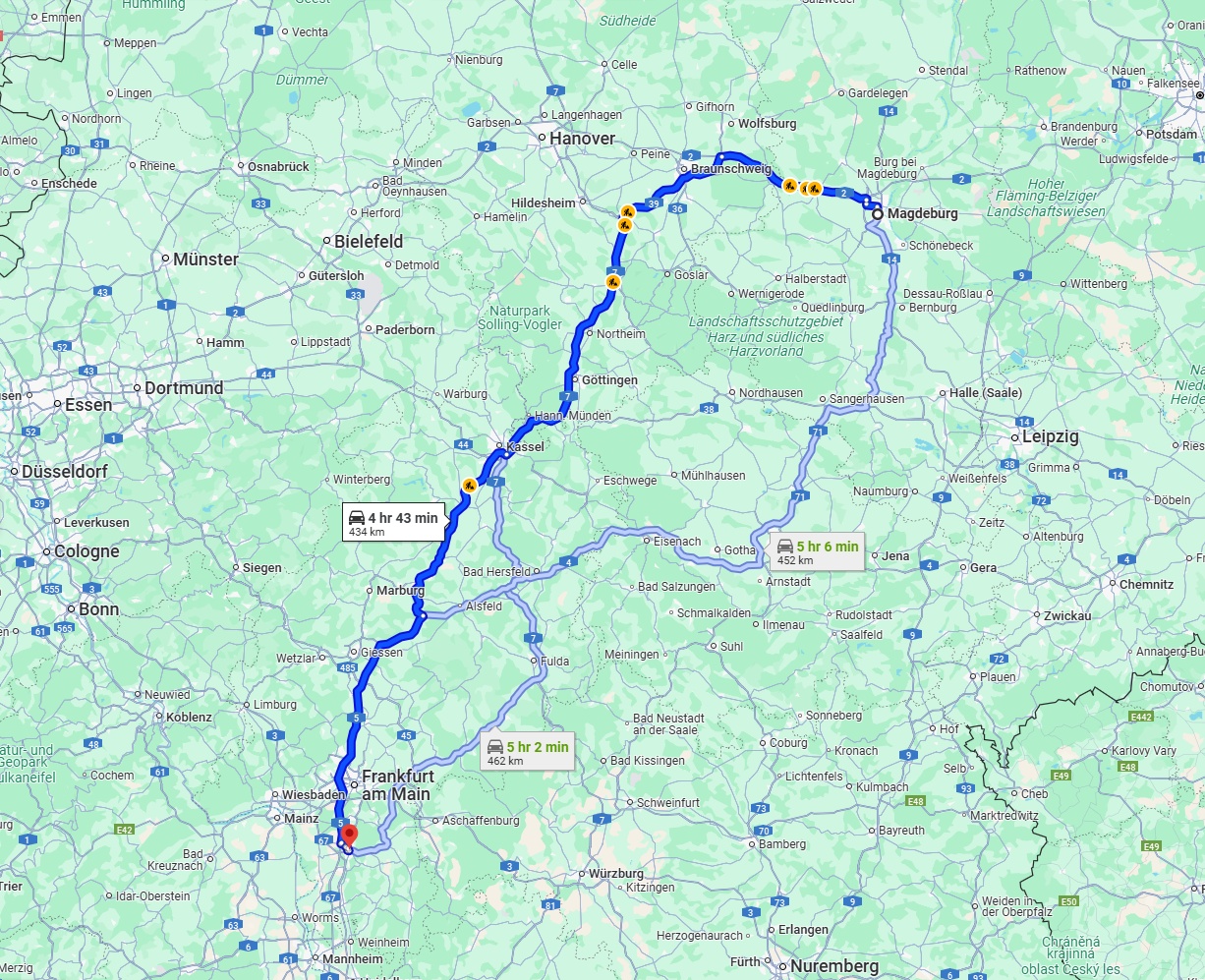 Anreise von Magdeburg Zu Darmstadt Über via A7