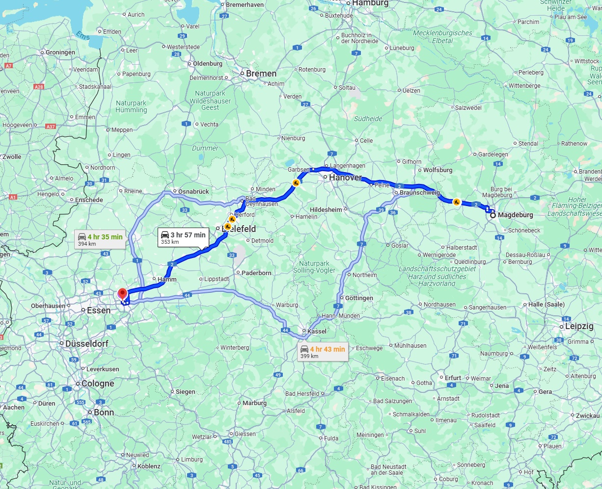 Anreise von Magdeburg Zu Dortmund Über via A2
