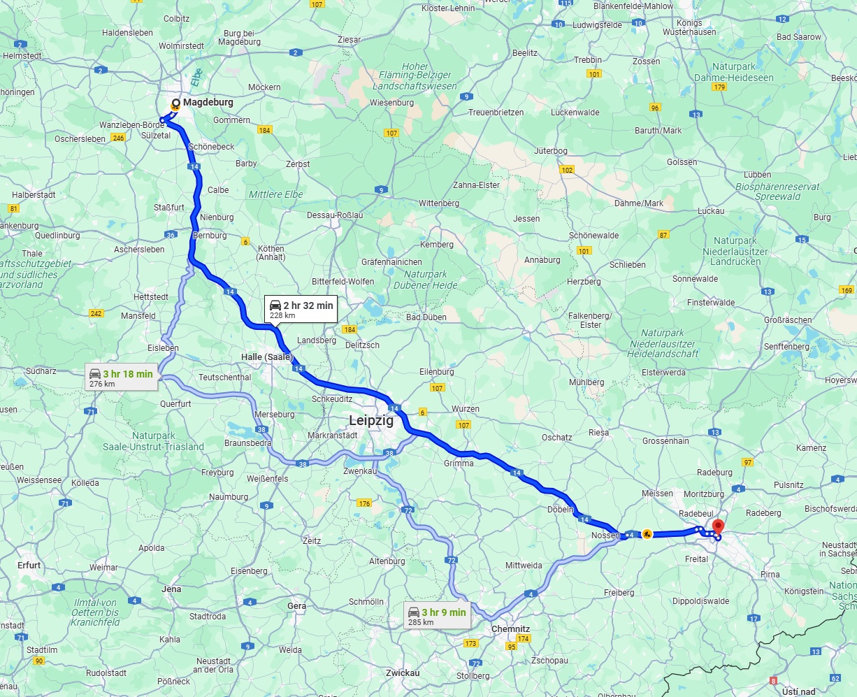 Anreise von Magdeburg Zu Dresden Über via A14