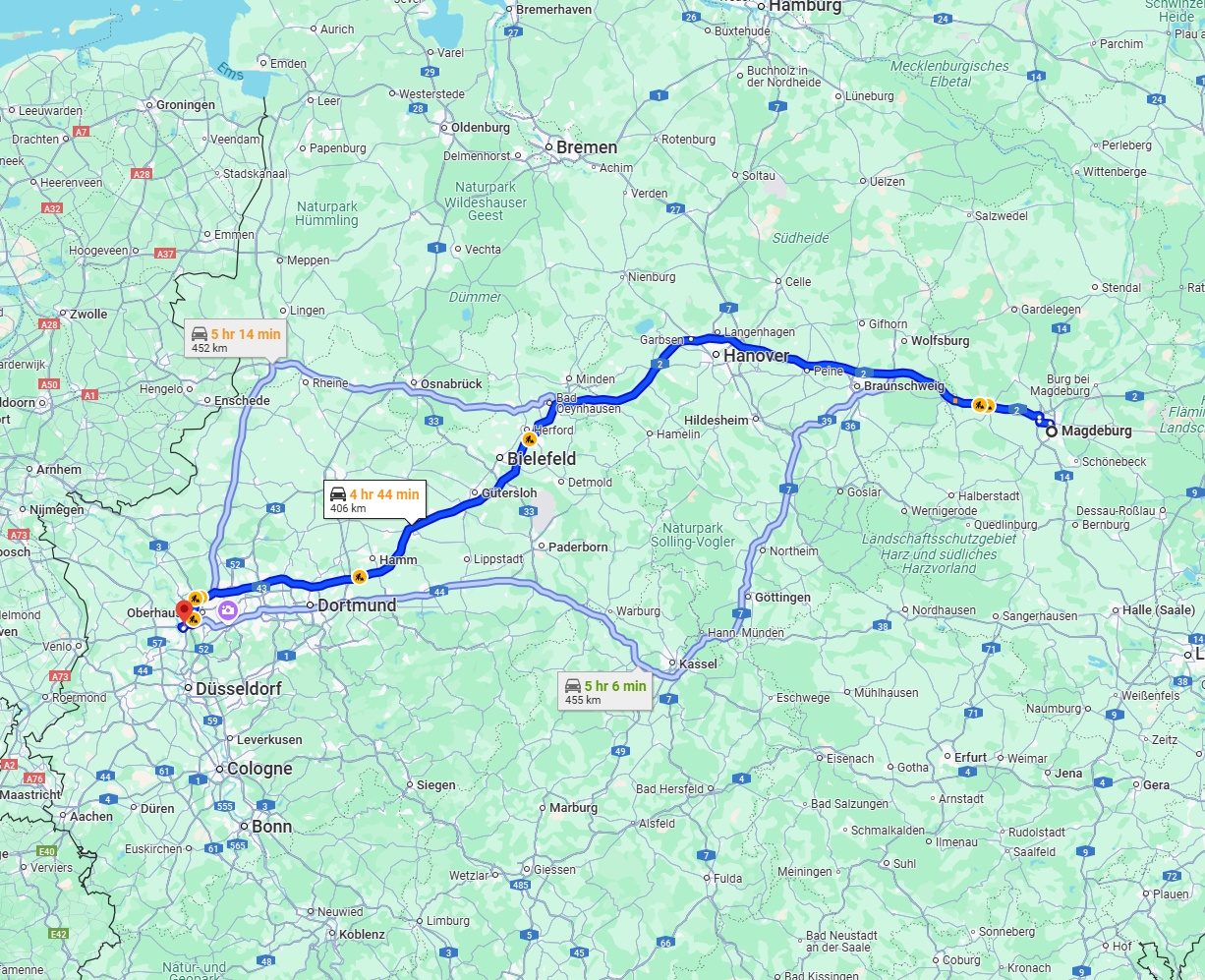 Anreise von Magdeburg Zu Duisburg Über via A2
