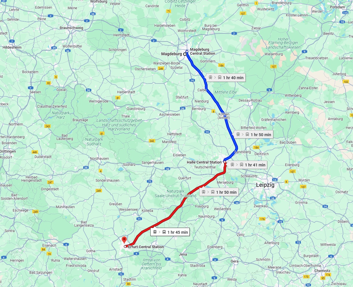 Anreise von Magdeburg Zu Erfurt Über 