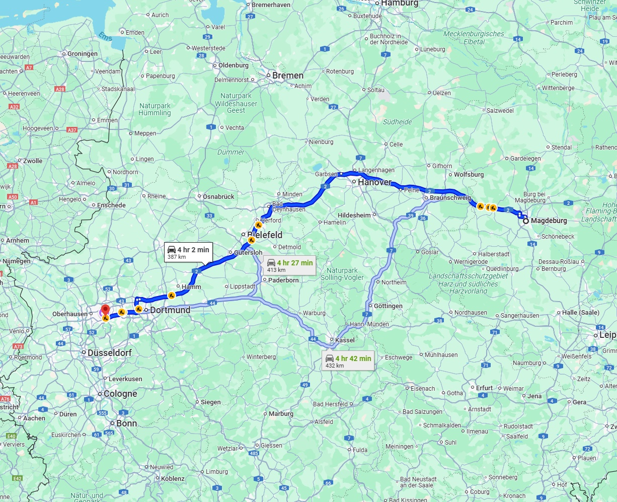 Anreise von Magdeburg Zu Essen Über via A2