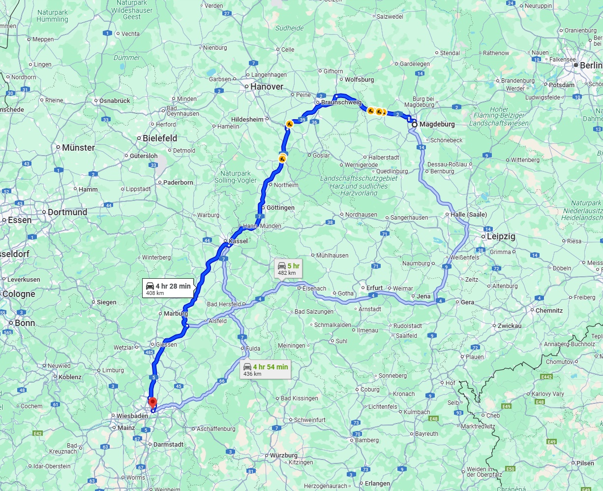 Anreise von Magdeburg Zu Frankfurt am Main Über via A7