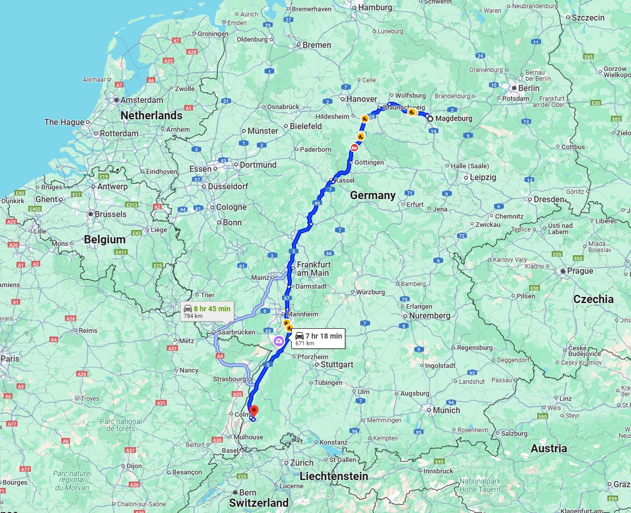 Anreise von Magdeburg Zu Freiburg im Breisgau Über via A5