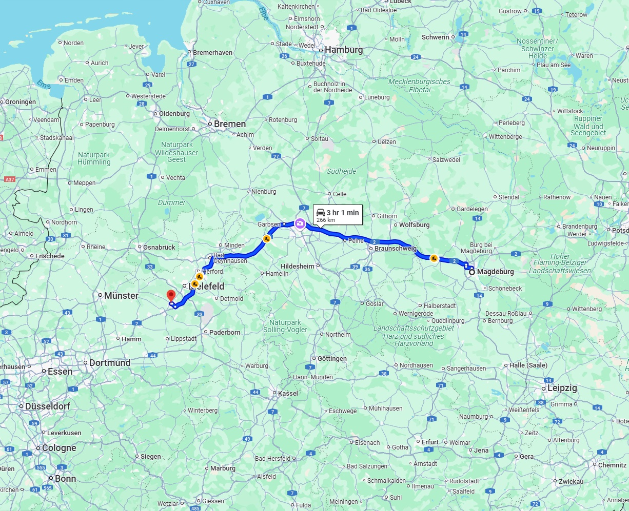 Anreise von Magdeburg Zu Gütersloh Über via A2