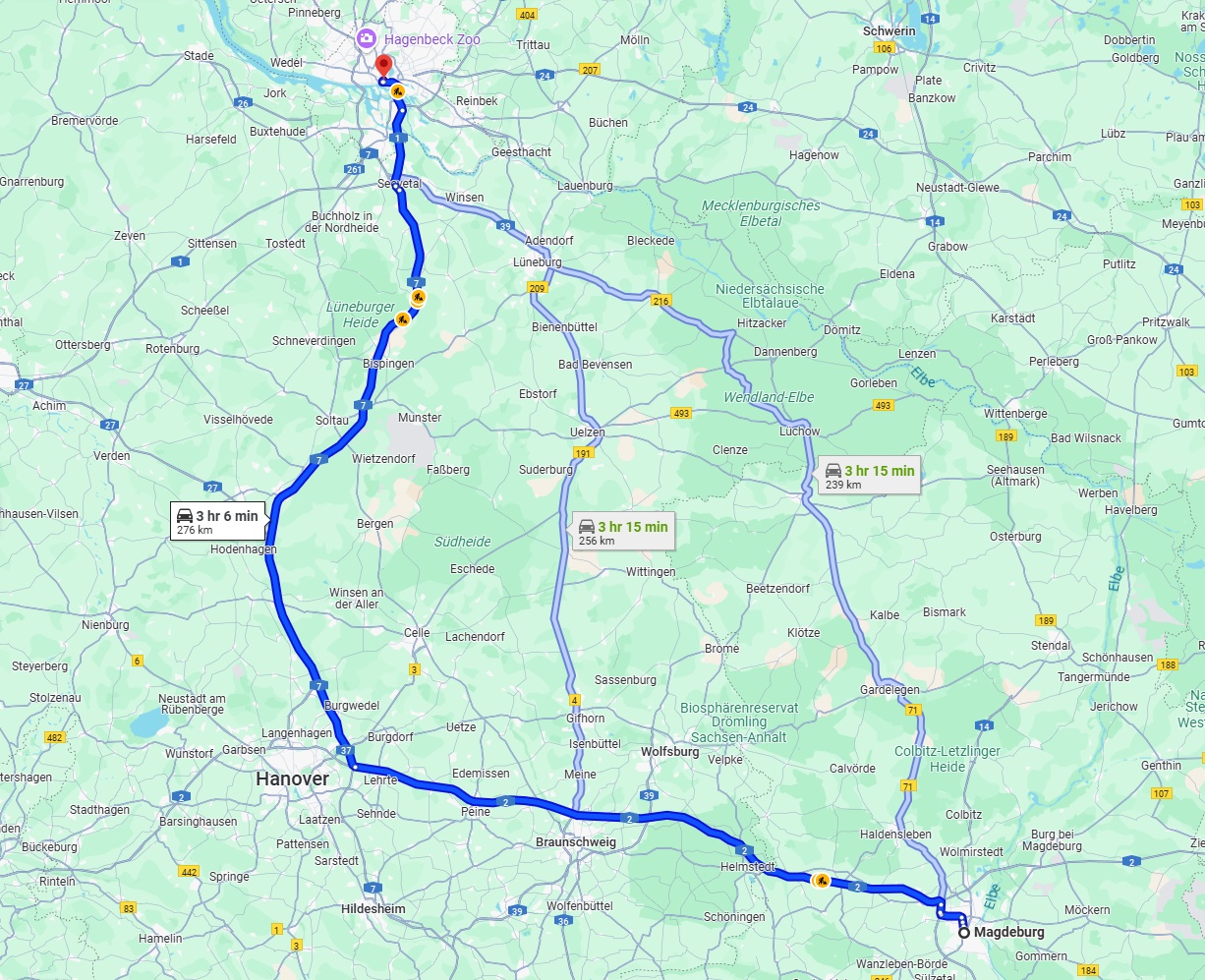Anreise von Magdeburg Zu Hamburg Über via A2 and A7