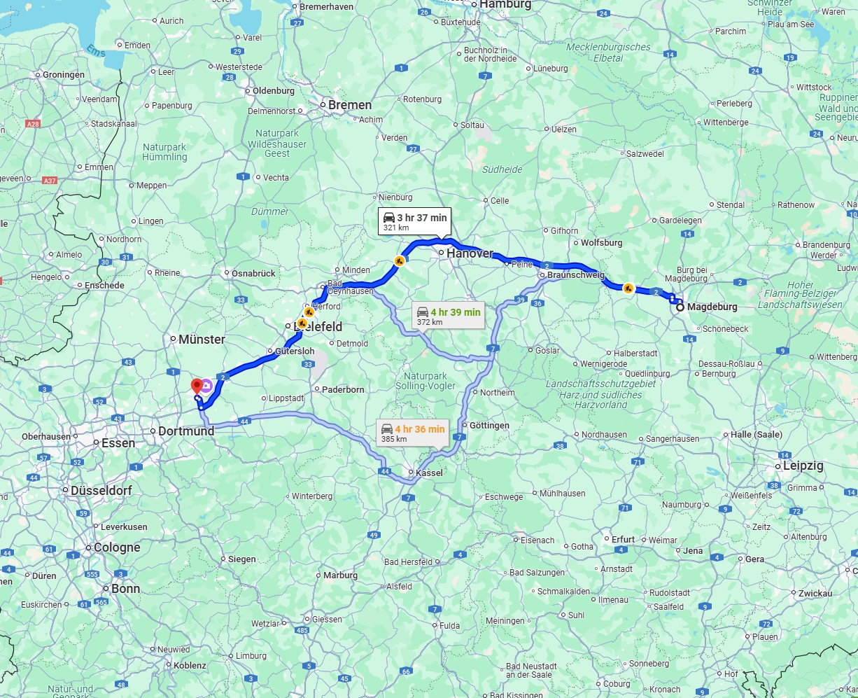Anreise von Magdeburg Zu Hamm Über via A2