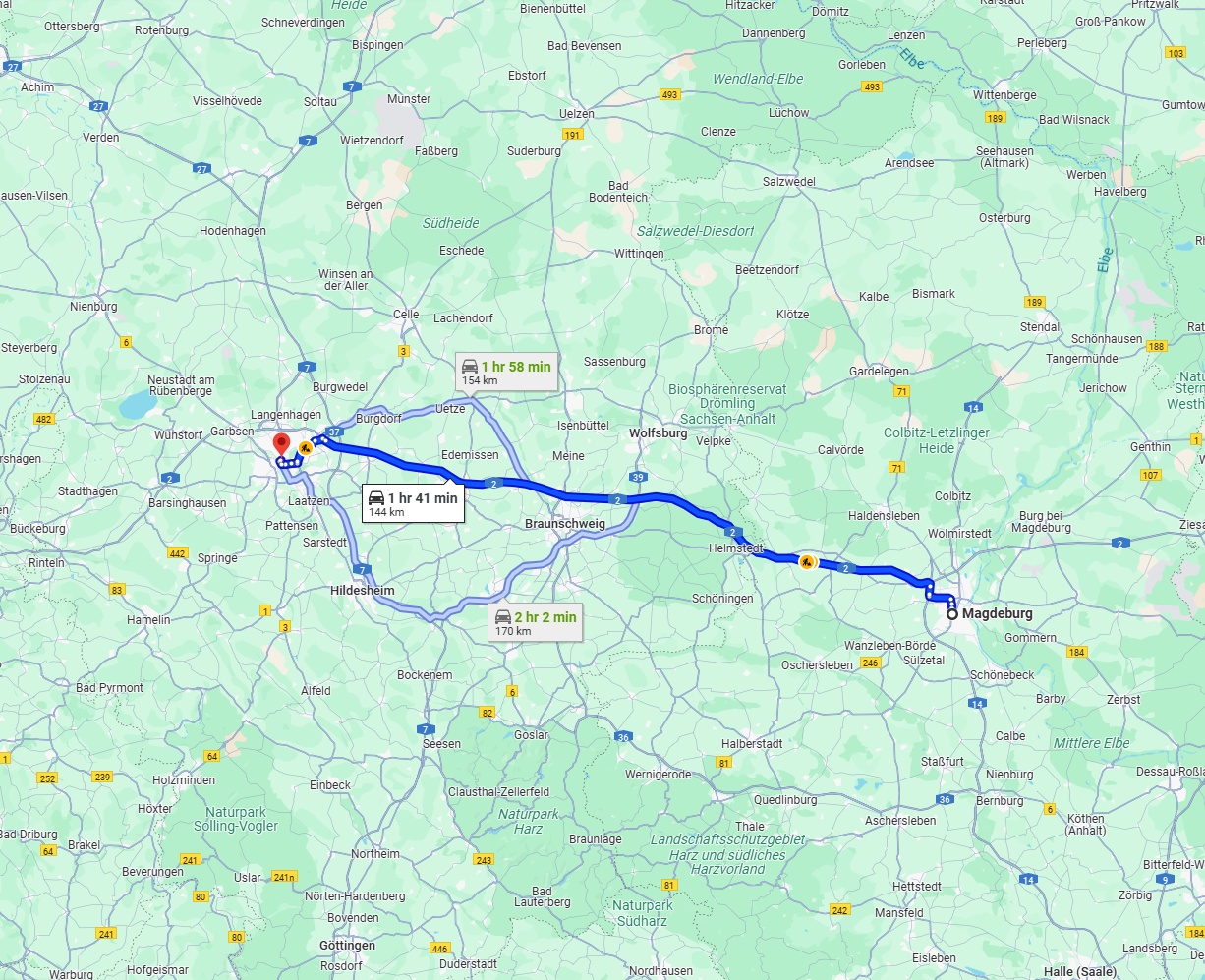 Anreise von Magdeburg Zu Hannover Über via A2