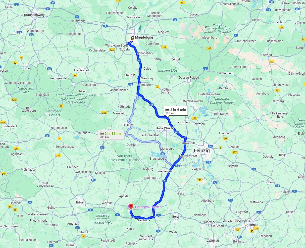 Anreise von Magdeburg Zu Jena Über via A14 and A9