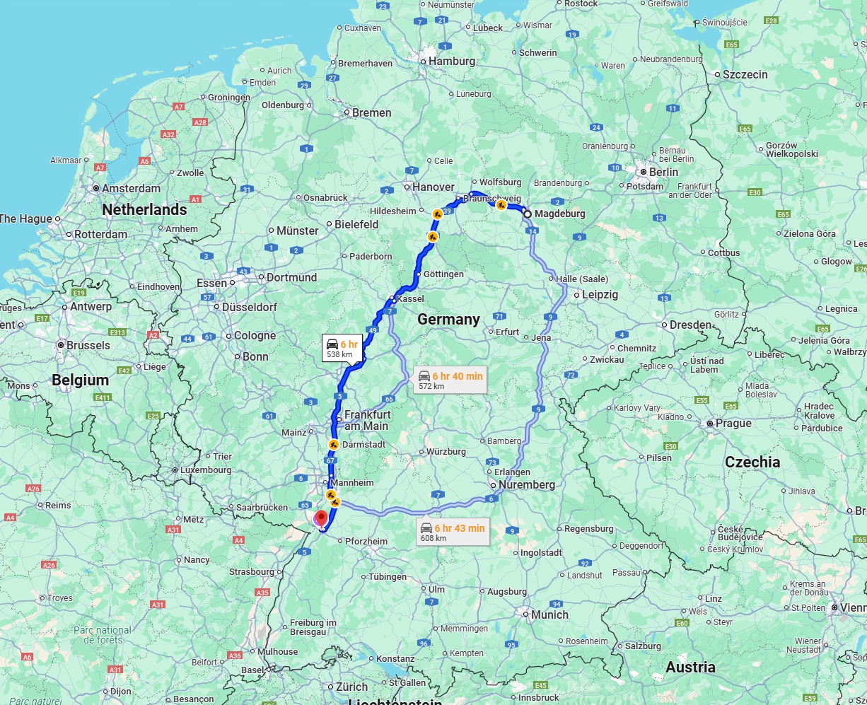 Anreise von Magdeburg Zu Karlsruhe Über via A5