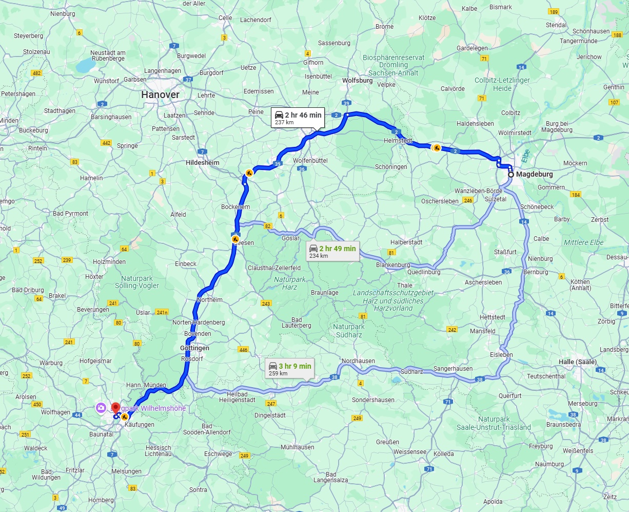 Anreise von Magdeburg Zu Kassel Über via A7